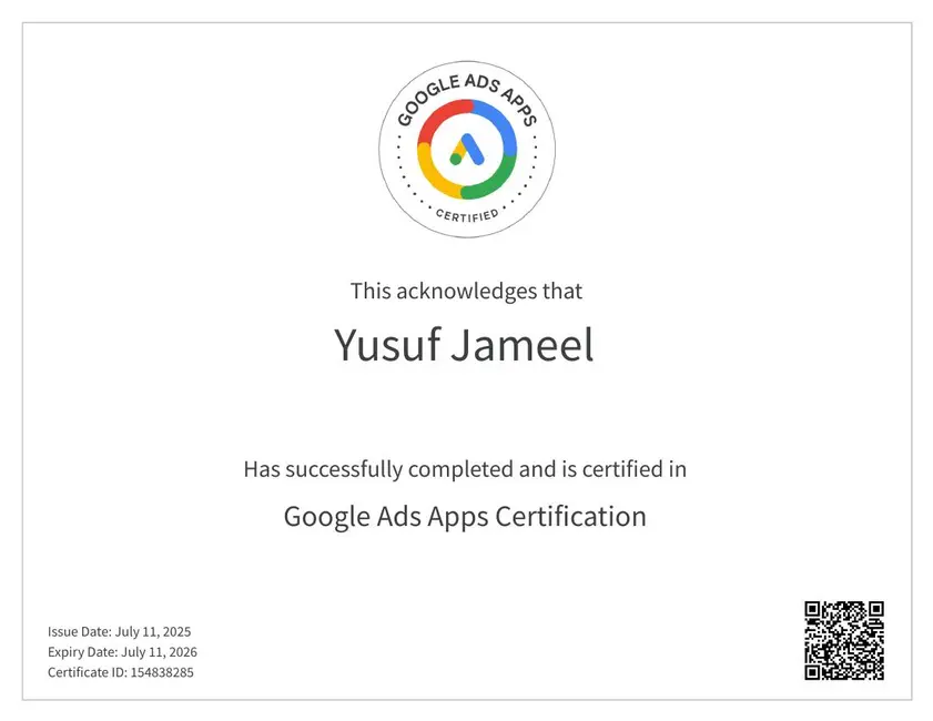 Google Ads Apps certification