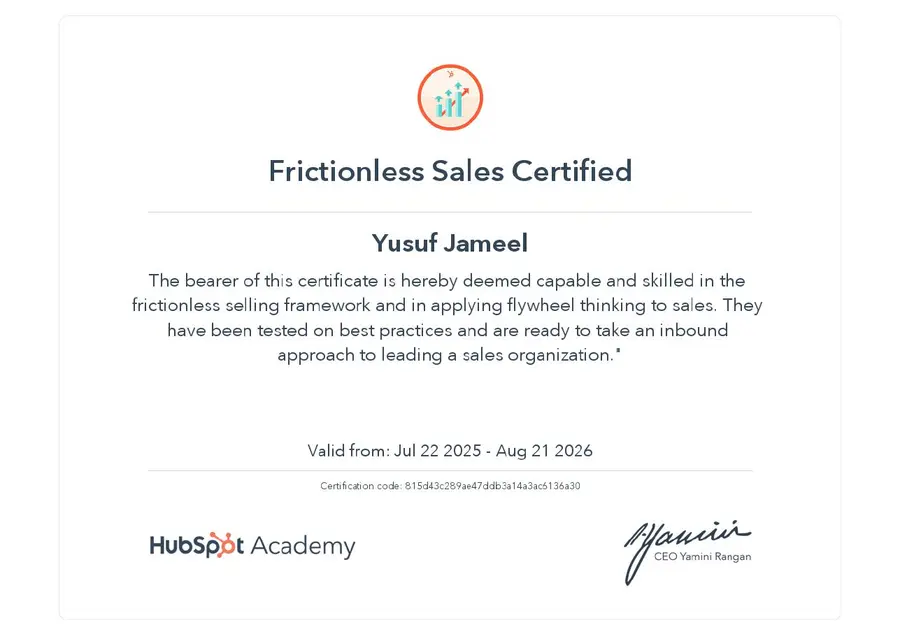Frictionless Sales certification