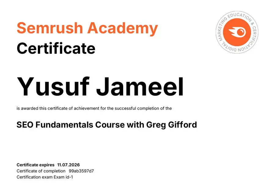 SEO Fundamentals certification